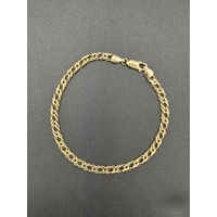 Unisex 9ct Yellow Gold Double Curb Link Bracelet