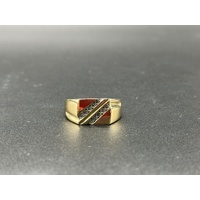 Mens 9ct Yellow Gold Diamond Signet Ring