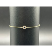 Ladies 14ct Yellow Gold Blue & White Stone Evil Eye Bracelet