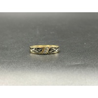 Men’s 10ct Yellow Gold 0.04ct Diamond Vine Pattern Ring