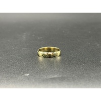 Unisex 9ct Yellow Gold Laser Cut Pattern Band Ring