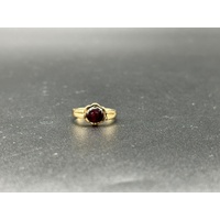 Ladies 18ct Yellow Gold Red Gemstone Solitaire Ring Size K
