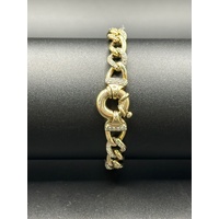 Ladies 9ct Yellow Gold Pavé Link Bracelet