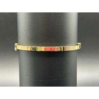 Ladies 18ct Yellow Gold Oval Hinged Bangle