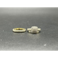 Ladies 9ct Yellow Gold Diamond Bridal Ring Set