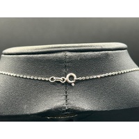 Ladies 18ct White Gold Cable Link Chain & Diamond Dangle Pendant