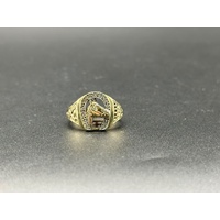 Men’s 9ct Yellow Gold 0.10ct Diamond Horse Head & Horseshoe Ring