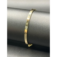 Ladies 18ct Yellow Gold Oval Hinged Bangle Bracelet 