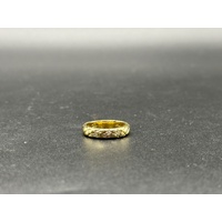Ladies 18ct Yellow Gold Diamond Patterned Band Ring