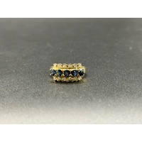 Ladies 14ct Yellow Gold Blue Sapphire & Diamond Ring
