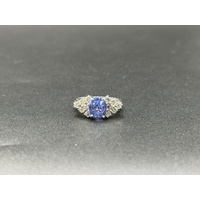 Ladies 18ct White Gold Blue Sapphire & Diamond Ring