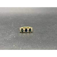Ladies 14ct Yellow Gold Blue Sapphire & Diamond Ring