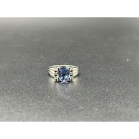 Ladies 18ct White Gold Blue Sapphire & Diamond Ring