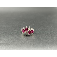 Ladies 18ct White Gold Pink Sapphire & Diamond Ring