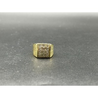 Mens 18ct Yellow Gold Diamond Ring