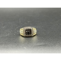 Mens 10ct Yellow Gold Diamond Ring