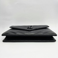 Saint Laurent YSL Cassandre Envelope Black Chain Wallet Leather + COA