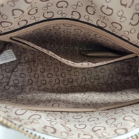 Guess Newport Cream Multi Shoulder Bag Handbag Logo Print MG143804