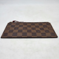 Louis Vuitton Damier Ebene Zipper Pouch Brown Checkered Red Interior