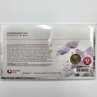 2024 Remembrance Day Animals in War $2 Coloured UNC Coin & Stamp Cover PNC