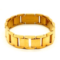 GUESS Frontier Mens Gold Plated Stainless Steel Crystal Flat Chain Bracelet 19cm
