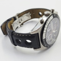 Tissot PRS 516 Men's Quartz Chronograph Watch Black Dial Leather Strap