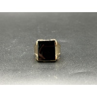 Mens 9ct Yellow Gold Black Onyx Ring