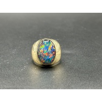 Mens 9ct Yellow Gold Opal Ring