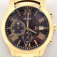 Guess W0668G8 Atlas Gold Stainless Steel Chronograph Black Dial Mens Watch