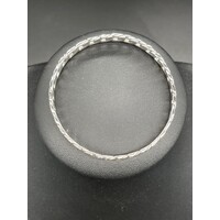 Unisex Sterling Silver Curb Link Round Bangle (Brand New)
