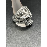 Sterling Silver Flaming Skull biker Ring 18 Grams SIZE: 10/U