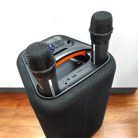 Portable Karaoke BT Speakers with Mic HIFI Subwoofer LED Light PA Speaker Black