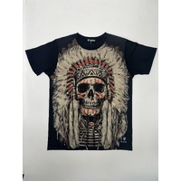 Indian Chief Tribal T-Shirt Abstract Urban Fashion Street Wear Black Size: M/L/XL/2XL [Size: M - 40in/102cm Chest]