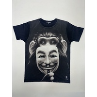 Vendetta Monkey T-Shirt Hip Hop New Wave Urban Fashion Street Wear Black Size: M/L/XL/2XL [Size: M - 40in/102cm Chest]