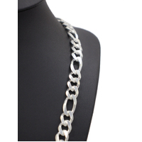 Solid Sterling Silver 925 Heavy Figaro Link Chain Necklace Multiple Sizes [Size: 60cm x 1.0cm (86.5g)]