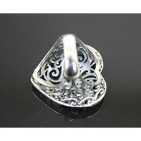 Shiny Heart Shaped Ajoure Sterling Silver Designer Ring 11.6 Grams [Size: 7/54]