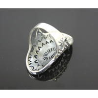 Art Nouveau Oval Ajoure Antiqued Sterling Silver Ring 7.3 Grams [Size: 7/54]