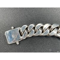 Mens 925 Sterling Silver Chunky Curb Link Bracelet NEW
