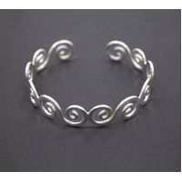 Ladies Solid Sterling Silver 925 Wavy Spiral Bangle Bracelet 18cm 20.5 Grams