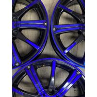 Speedy Rims Rimfire 4 x 15 Inch Sport Rims Gloss Black Electric Blue