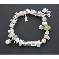 Ladies Pandora 925 ALE Charm Bracelet 26 Charms with 14K Gold Clasp Size: 20cm