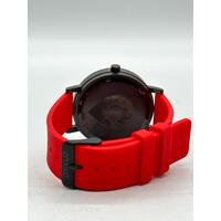 Uncle Jack Unisex Analog Display Black Dial Red Silicone Strap Watch 