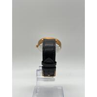 Brandon Ellis x Uncle Jack Unisex Black Gold Rose Leather Band Watch