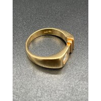 Mens 18ct Yellow Gold Round Single Diamond Ring (Pre-Owned)