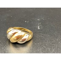 Ladies 18ct Two Tone Twist Design Ring (Pre-Owned)