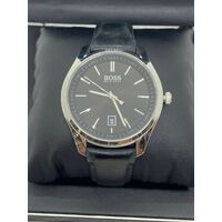 Hugo Boss Men's Essential 40mm Black Leather Band Steel Watch (Pre-Owned)