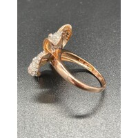 Ladies 14ct Rose Gold Diamond Flower Ring (Pre-Owned)