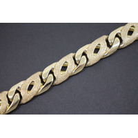 Men's 9K Solid Yellow Gold Birds Eye Link Chain Bracelet 143.6 Grams (pre-owned)