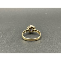 Ladies 9ct Yellow Gold Blue Gemstone and CZ Ring