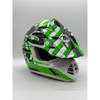 THH TX-12 Motocross Helmet Size L (Y) Strike White Green Off Road Bike